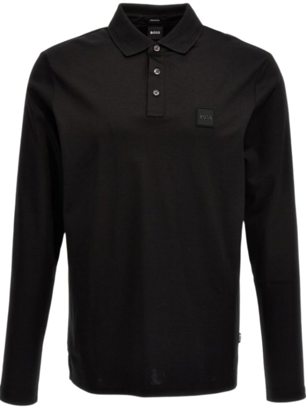 Boss Hugo Boss Logo Patch Long-Sleeved Polo Shirt Men's XL Black Designer Preppy